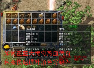 如何在盛大传奇热血传奇私服快速提升角色等级? 如何在盛大传奇热血传奇私服快速提升角色等级?